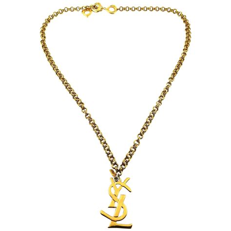 ysl logo necklace silver|ysl earrings and necklaces.